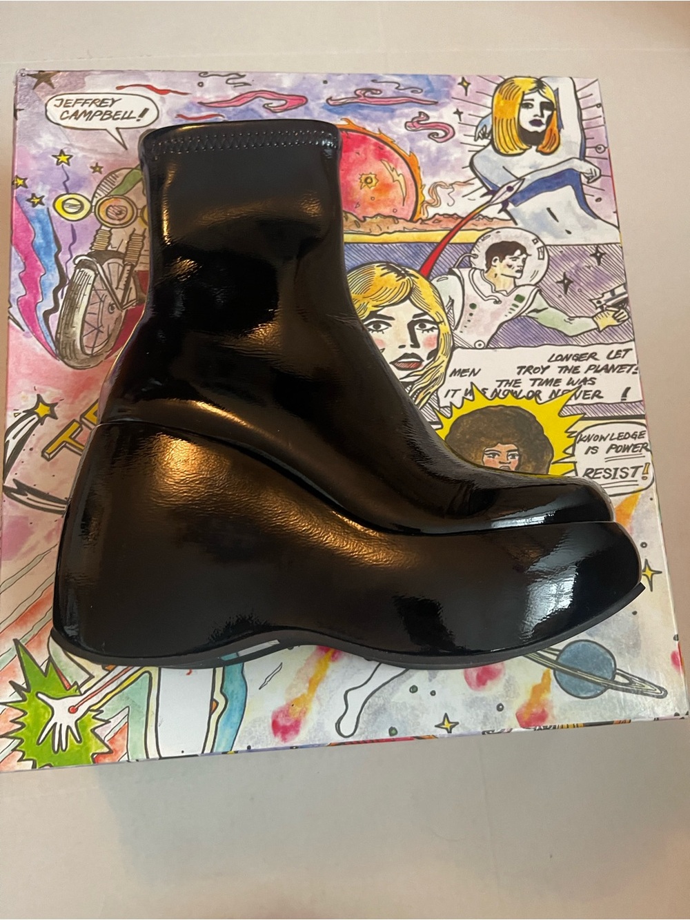 Jeffrey Campbell Glossy Black Patent Ankle Booties - Picture 5 of 8